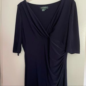 - Ralph Lauren Navy Blue Wrap Dress